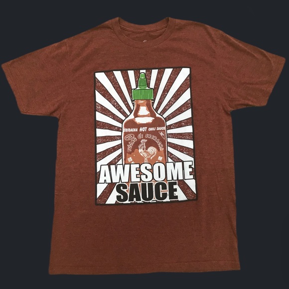 “Awesome Sauce” - Sriracha Hot Chili Sauce with Rooster T-Shirt - Picture 1 of 2